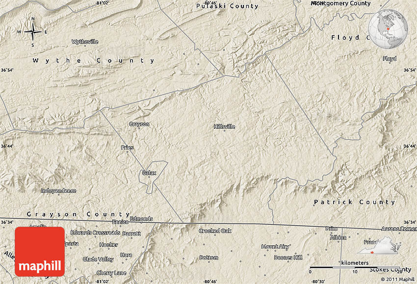 Shaded Relief Map of Carroll County