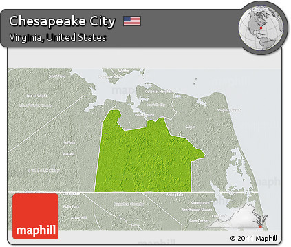Physical 3D Map of Chesapeake City, lighten, semi-desaturated