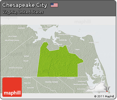 Physical 3D Map of Chesapeake City, lighten, semi-desaturated