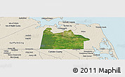 Satellite Panoramic Map of Chesapeake City, shaded relief outside