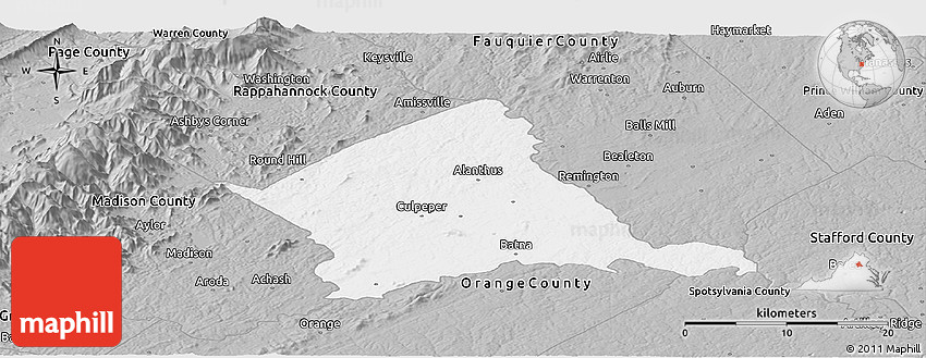 Gray Panoramic Map Of Culpeper County 