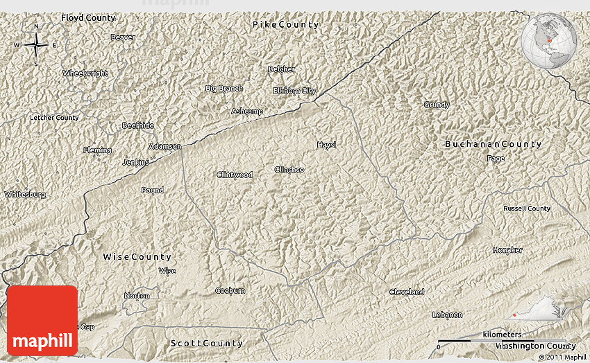 Shaded Relief 3D Map of Dickenson County
