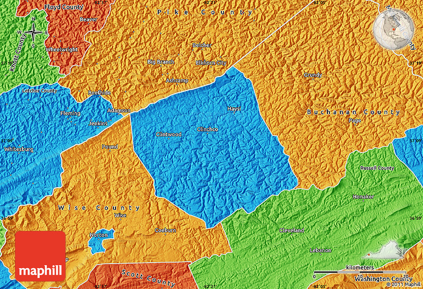 Political Map of Dickenson County