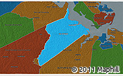 Political 3D Map of Isle of Wight County, darken