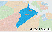 Political 3D Map of Isle of Wight County, lighten
