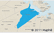 Political 3D Map of Isle of Wight County, shaded relief outside