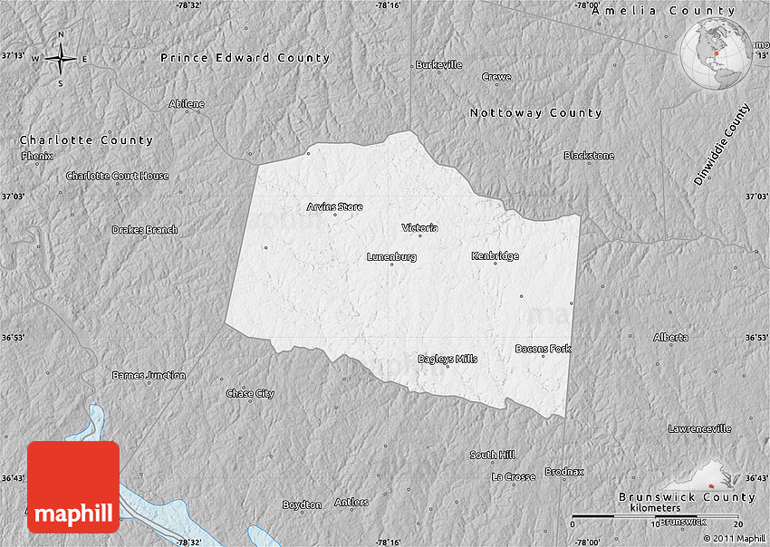Gray Map of Lunenburg County