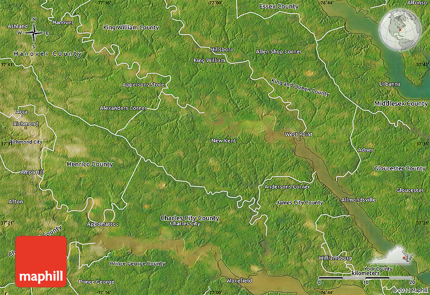 Satellite Map of New Kent County