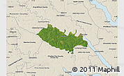 Satellite Map of New Kent County, shaded relief outside