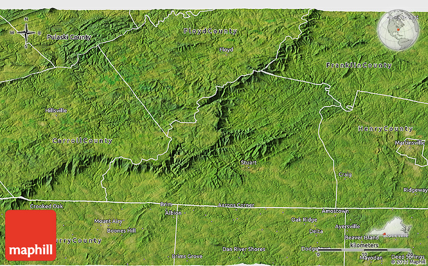 Satellite 3D Map of Patrick County
