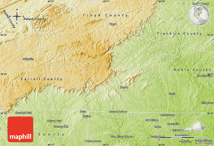 Physical Map of Patrick County