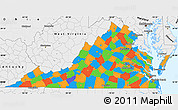 Political Simple Map of Virginia, single color outside, borders and labels