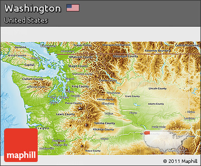Physical 3D Map of Washington