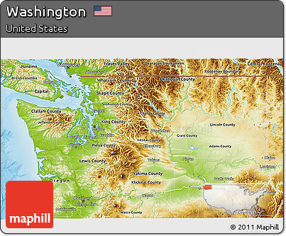 Physical 3D Map of Washington