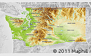 Physical 3D Map of Washington, lighten, desaturated
