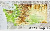 Physical 3D Map of Washington, lighten, semi-desaturated