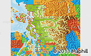 Physical Map of ZIP codes starting with 982, political outside