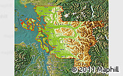 Physical Map of ZIP codes starting with 982, satellite outside