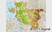 Physical Map of ZIP codes starting with 982, shaded relief outside