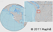 Gray Location Map of ZIP code 98686, highlighted county, hill shading