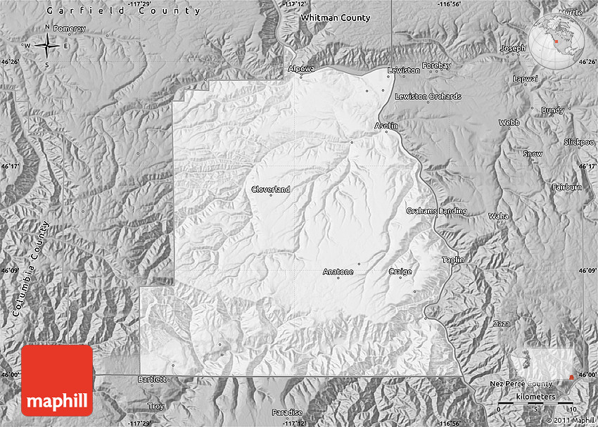 Gray Map of Asotin County