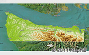 Physical Map of Clallam County, satellite outside