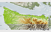 Physical Map of Clallam County, semi-desaturated