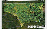 Satellite 3D Map of Cowlitz County, darken