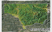 Satellite 3D Map of Cowlitz County, semi-desaturated