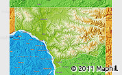 Physical Map of Cowlitz County, political outside