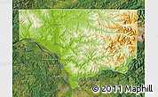 Physical Map of Cowlitz County, satellite outside