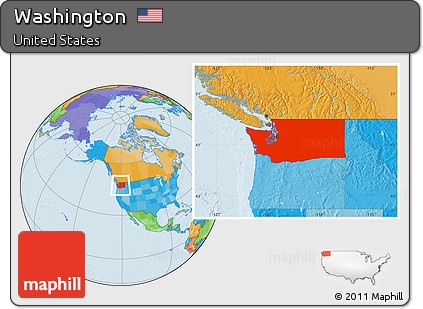 Political Location Map of Washington