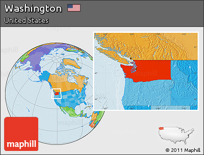 Political Location Map of Washington