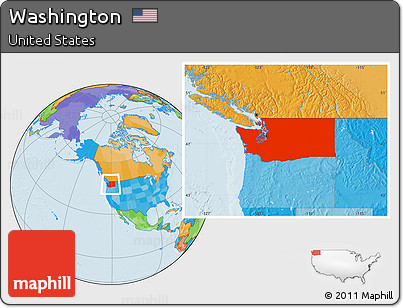 Political Location Map of Washington