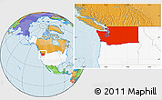 Political Location Map of Washington, highlighted country