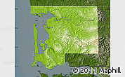 Physical Map of Pacific County, darken