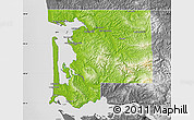 Physical Map of Pacific County, desaturated