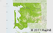 Physical Map of Pacific County, lighten