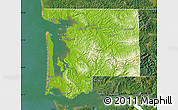 Physical Map of Pacific County, satellite outside