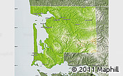 Physical Map of Pacific County, semi-desaturated