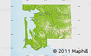 Physical Map of Pacific County, single color outside