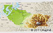 Physical 3D Map of Pierce County, shaded relief outside