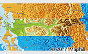 Physical Map of Skagit County, political outside