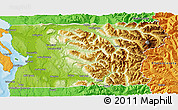 Physical 3D Map of Snohomish County, political outside
