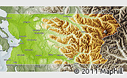 Physical Map of Snohomish County, semi-desaturated