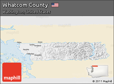 Classic Style 3D Map of Whatcom County, single color outside