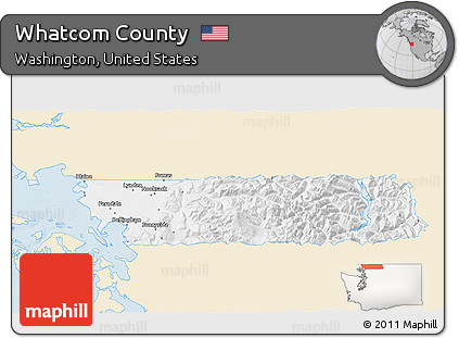 Classic Style 3D Map of Whatcom County, single color outside