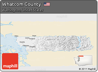 Classic Style 3D Map of Whatcom County, single color outside