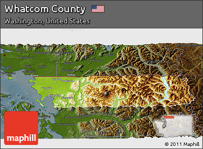 Physical 3D Map of Whatcom County, darken
