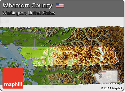 Physical 3D Map of Whatcom County, darken
